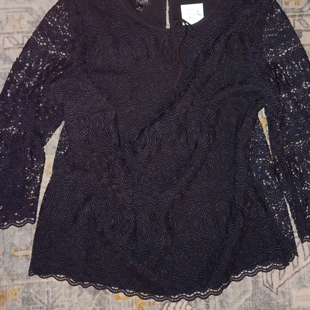 TALBOTS BLACK LACE BLOUSE